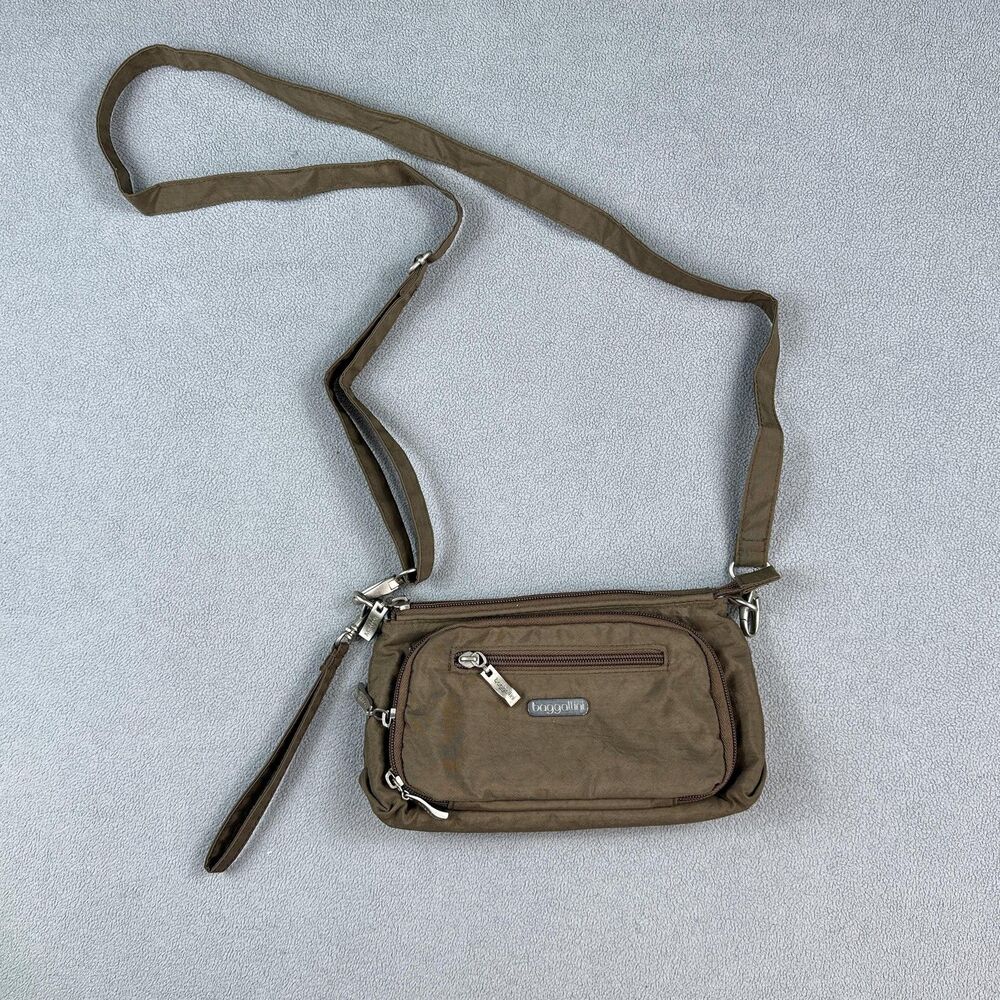 Baggallini Crossbody Bag Womens Brown Nylon Convertible Wristlet Organizer